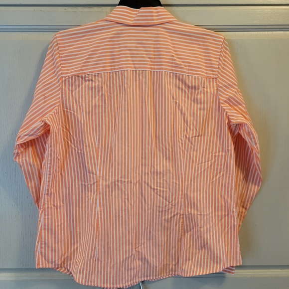 Orvis Orange White Striped Long Sleeve Button Up Shirt - Picture 2 of 7